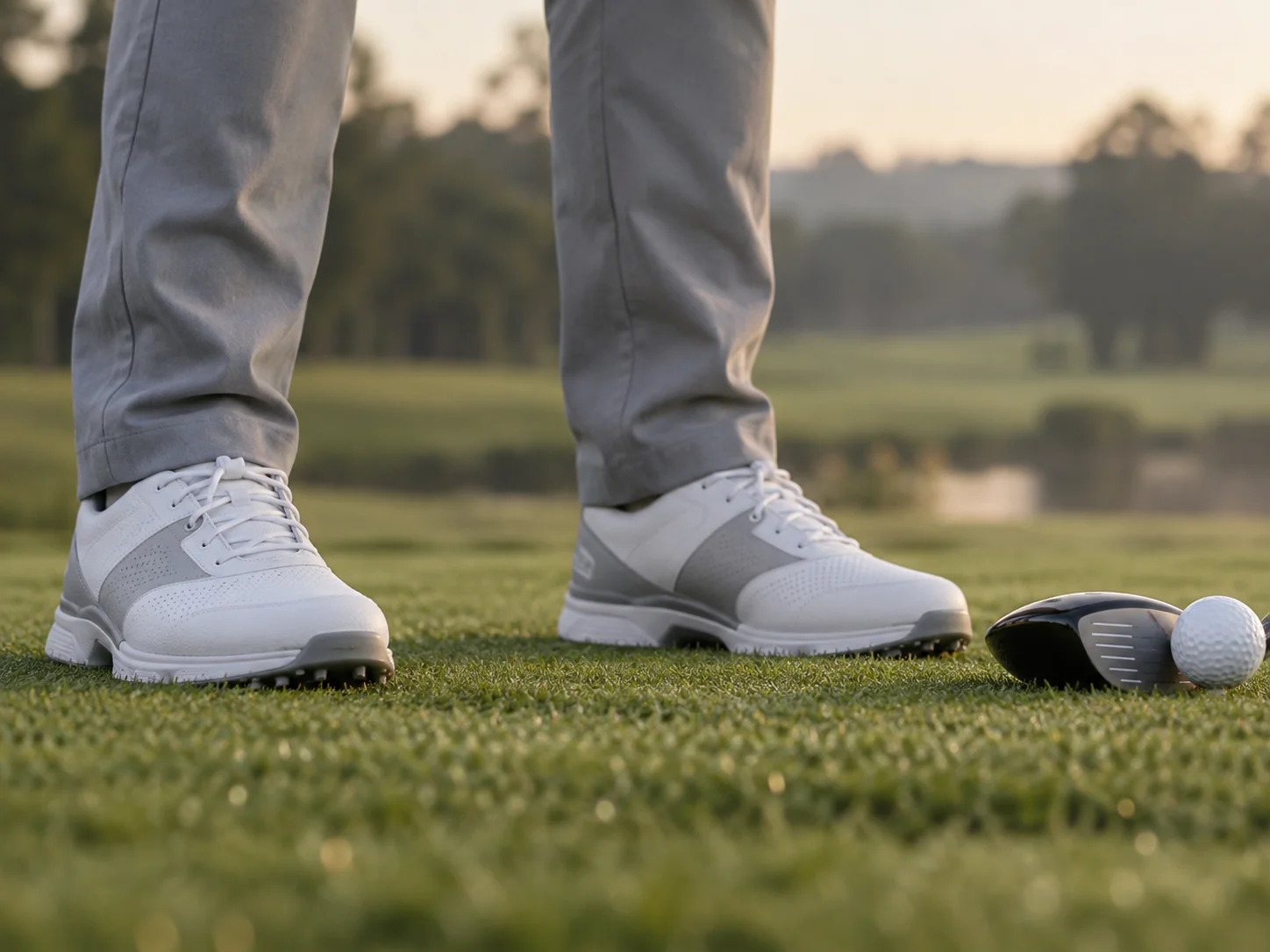 Apoyo de los pies del golfista en la preparación del golpe